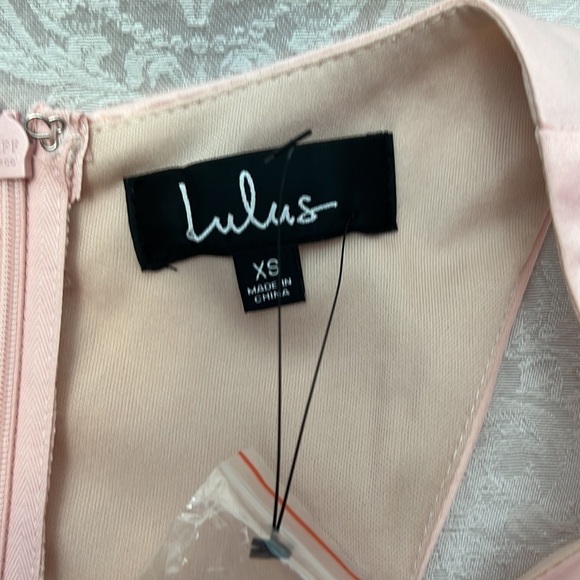 NEW Lulus Satin Light Pink Trendy Skater Dress with Rhinestones - Picture 14 of 15